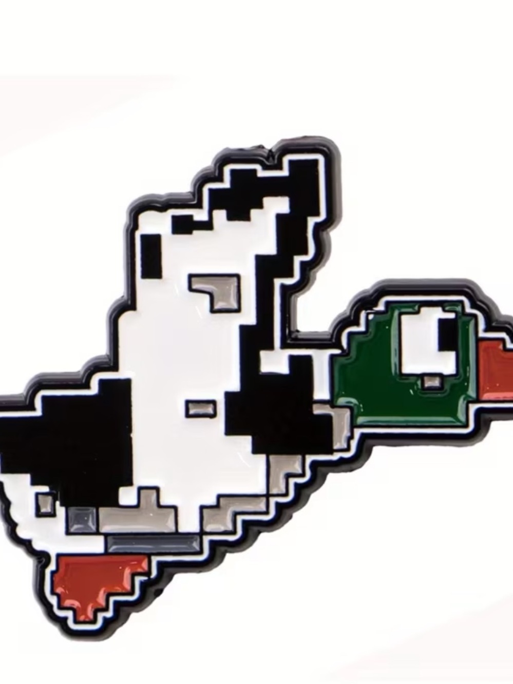 Pixel Duck Enamel Pin - Black, White, Green & Red